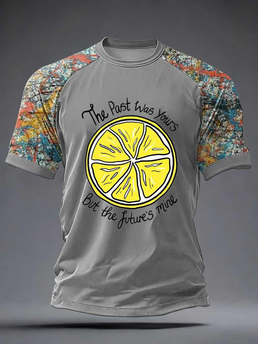 Men's  Lemon Roses Music Lover Printed short sleeve t-shirt