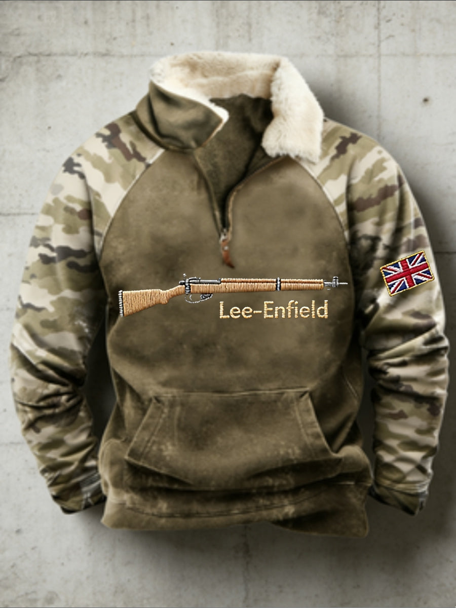 Men's Lee enfield Raglan Sleeve Fur Collar Top