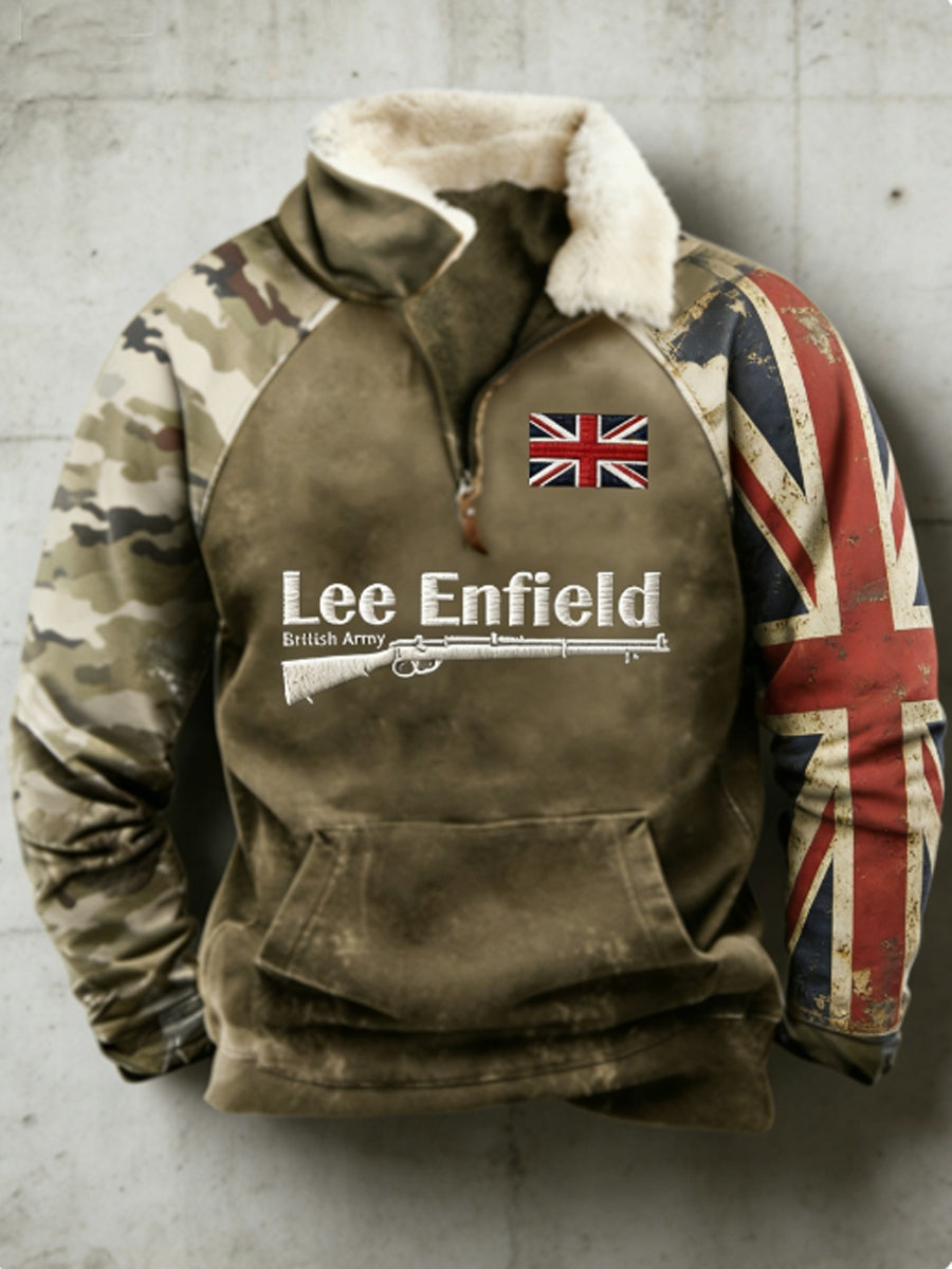 Men's Lee enfield Raglan Sleeve Fur Collar Top