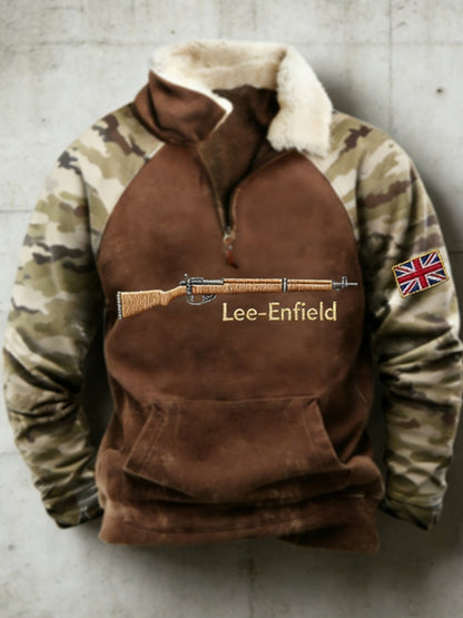 Men's Lee enfield Raglan Sleeve Fur Collar Top