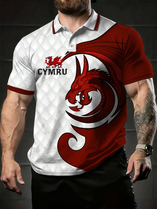 Men's Wales Welsh Rugby Lover Printed Casual Tops
