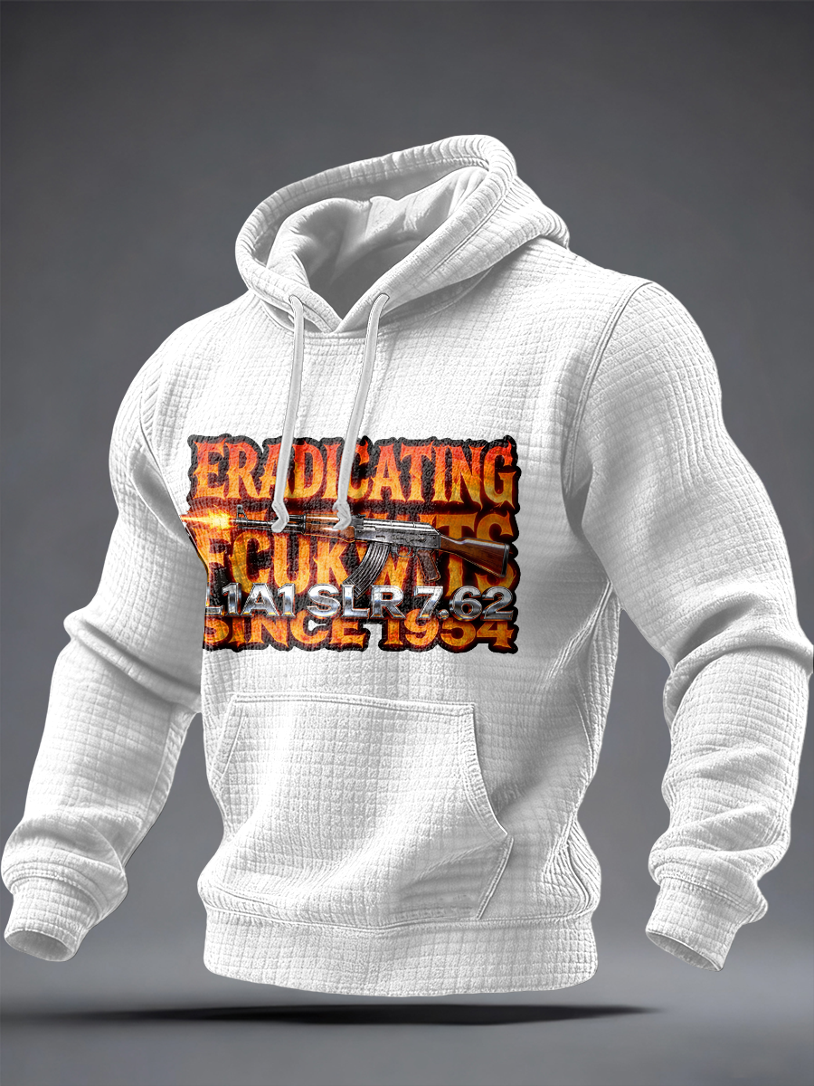 Men's SLR Gun L1AL 7.62 Printed Checkered Cotton Hoodie