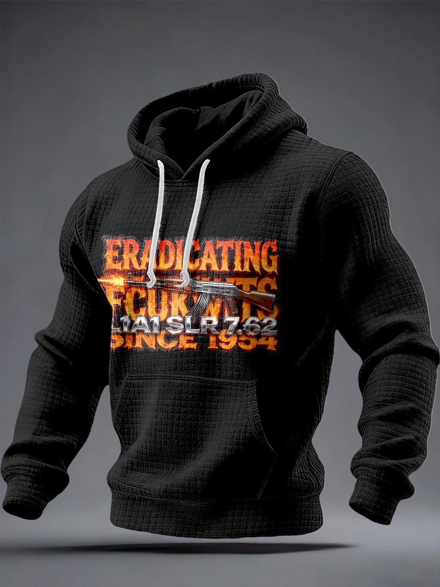 Men's SLR Gun L1AL 7.62 Printed Checkered Cotton Hoodie