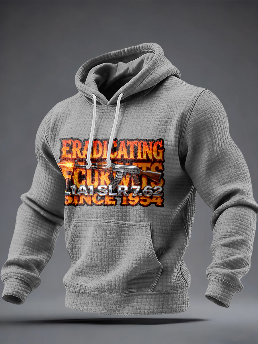 Men's SLR Gun L1AL 7.62 Printed Checkered Cotton Hoodie