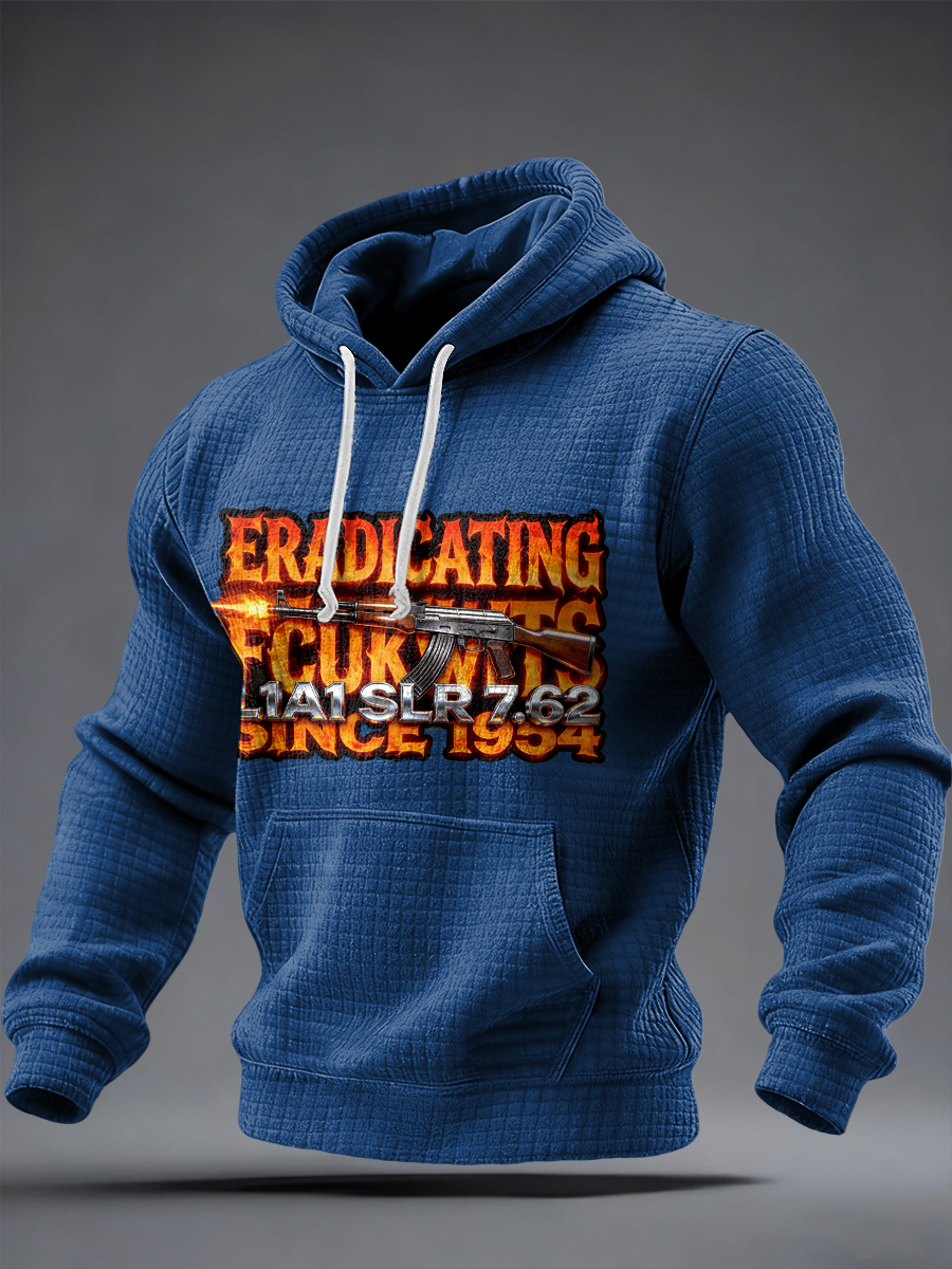 Men's SLR Gun L1AL 7.62 Printed Checkered Cotton Hoodie