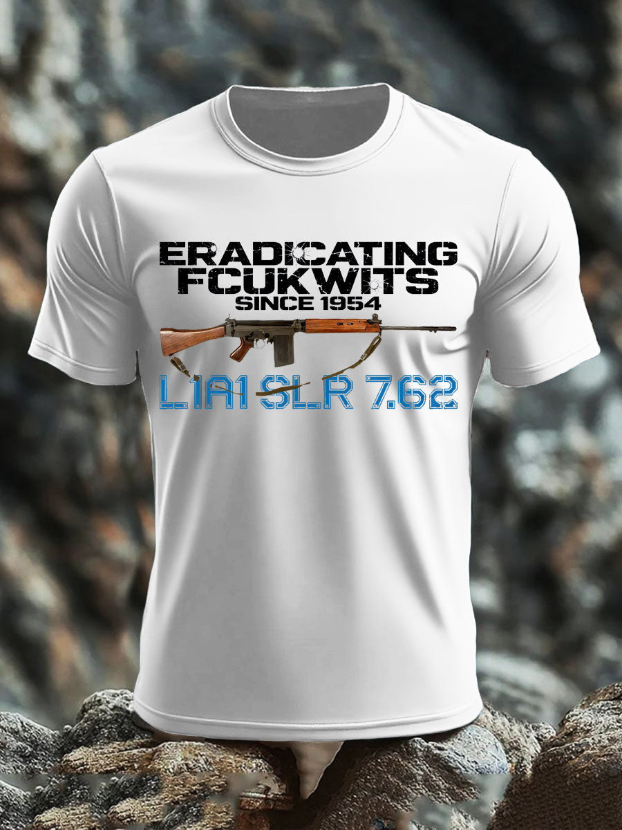 Men's SLR Gun L1AL 7.62 Printed imitation cotton short-sleeved T-shirt