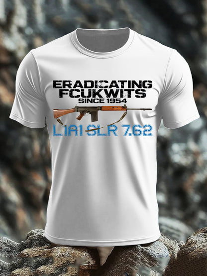 Men's SLR Gun L1AL 7.62 Printed imitation cotton short-sleeved T-shirt