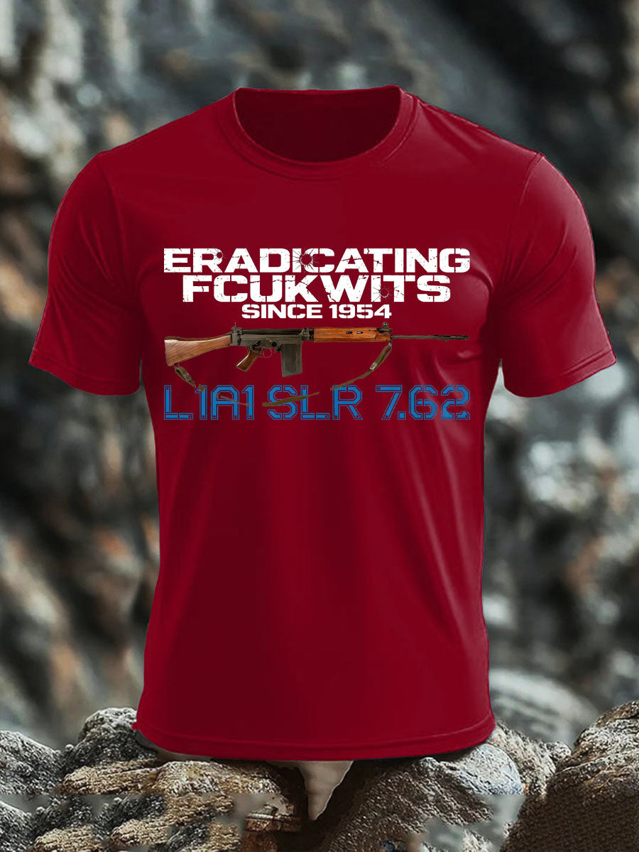 Men's SLR Gun L1AL 7.62 Printed imitation cotton short-sleeved T-shirt