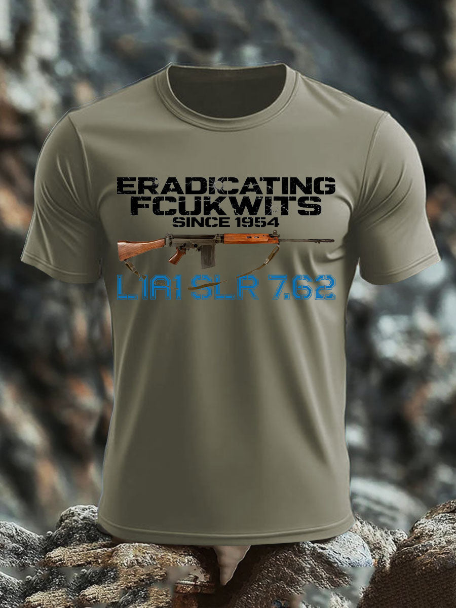 Men's SLR Gun L1AL 7.62 Printed imitation cotton short-sleeved T-shirt
