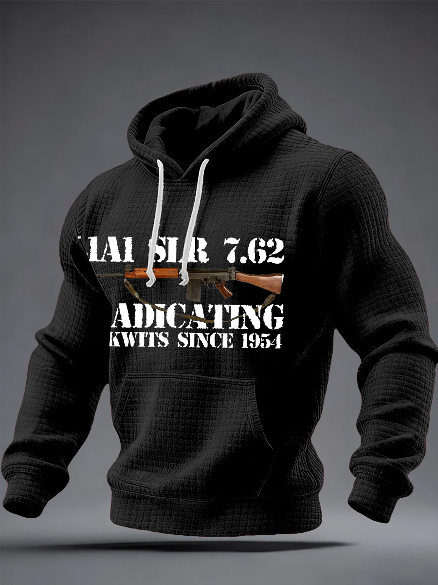 Men's SLR Gun L1AL 7.62 Printed Checkered Cotton Hoodie