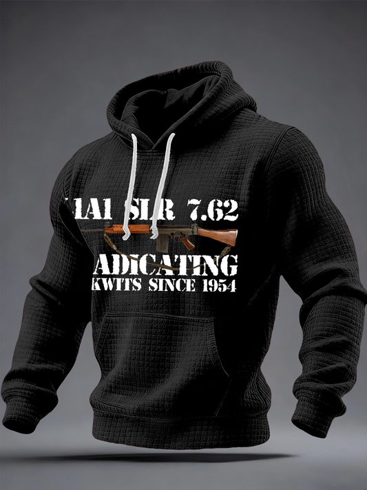 Men's SLR Gun L1AL 7.62 Printed Checkered Cotton Hoodie