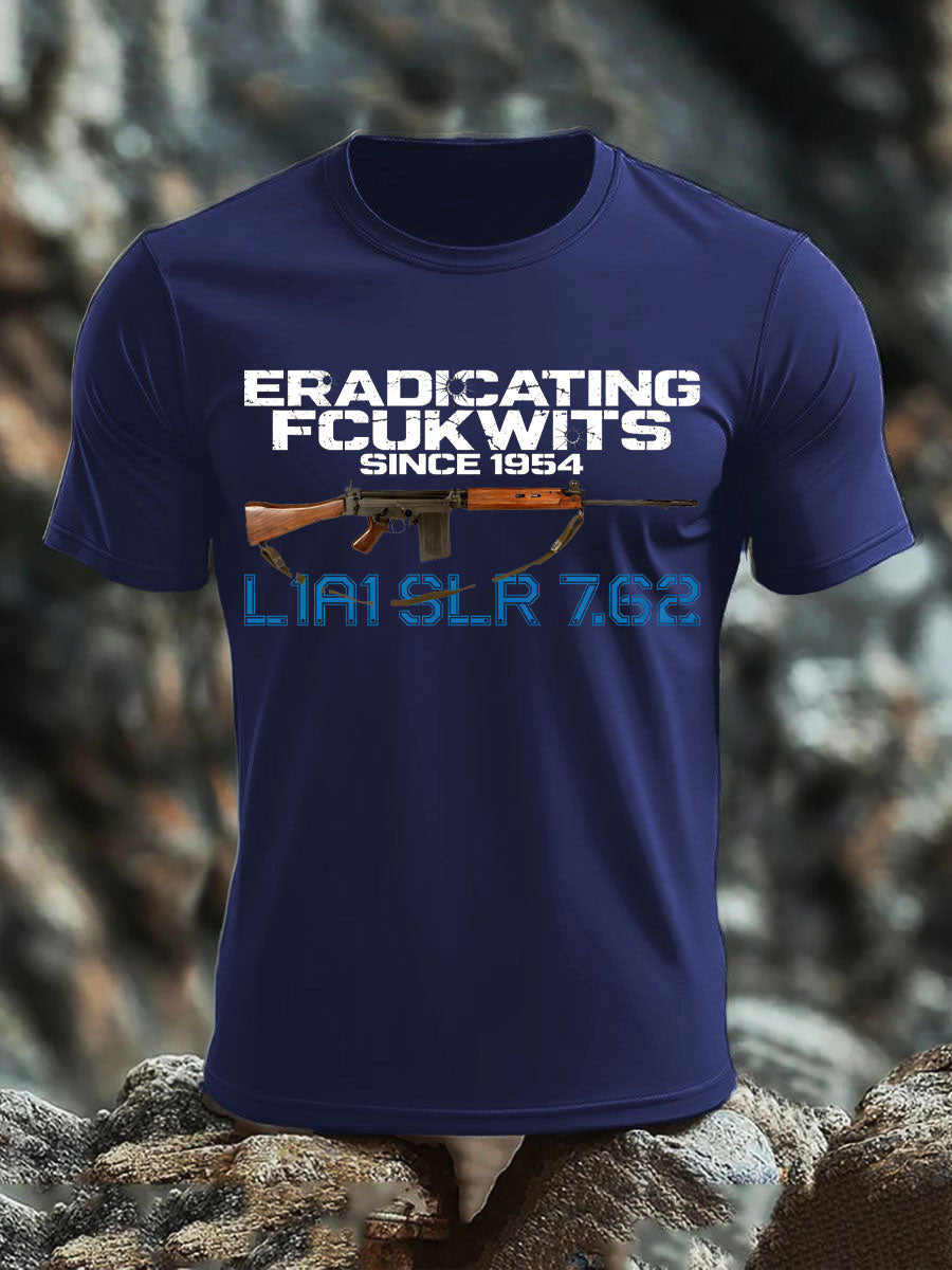 Men's SLR Gun L1AL 7.62 Printed imitation cotton short-sleeved T-shirt