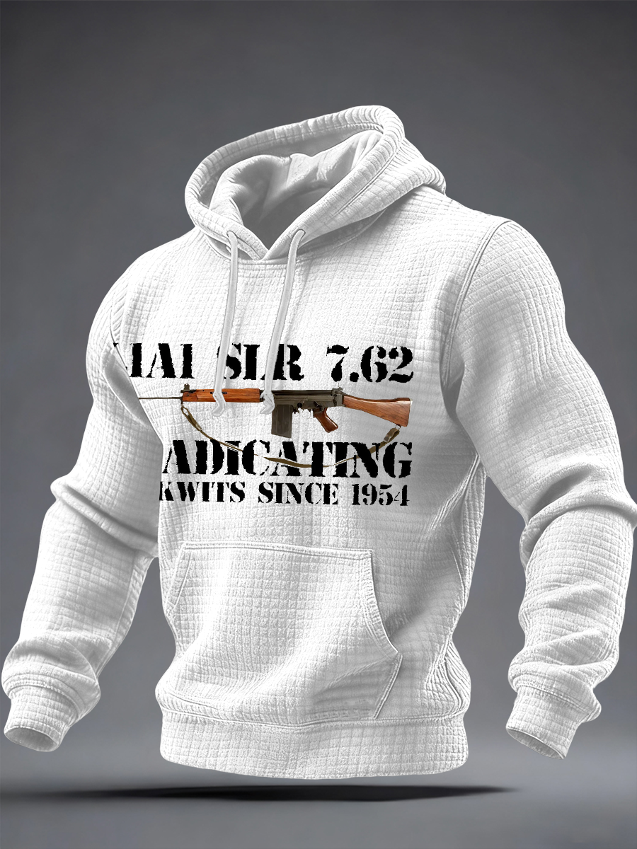 Men's SLR Gun L1AL 7.62 Printed Checkered Cotton Hoodie