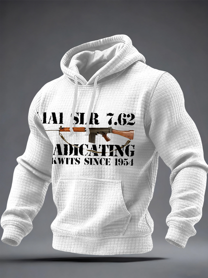 Men's SLR Gun L1AL 7.62 Printed Checkered Cotton Hoodie