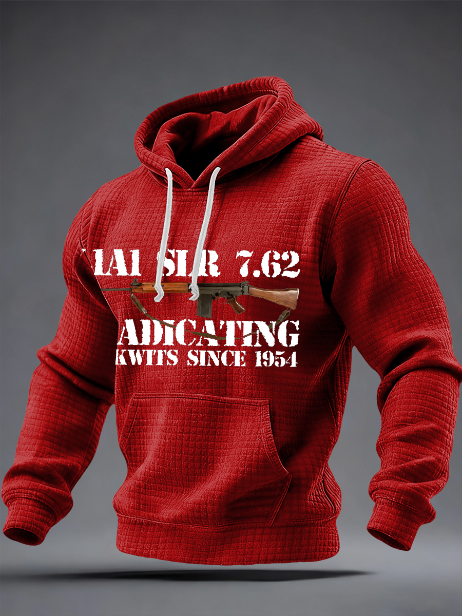 Men's SLR Gun L1AL 7.62 Printed Checkered Cotton Hoodie