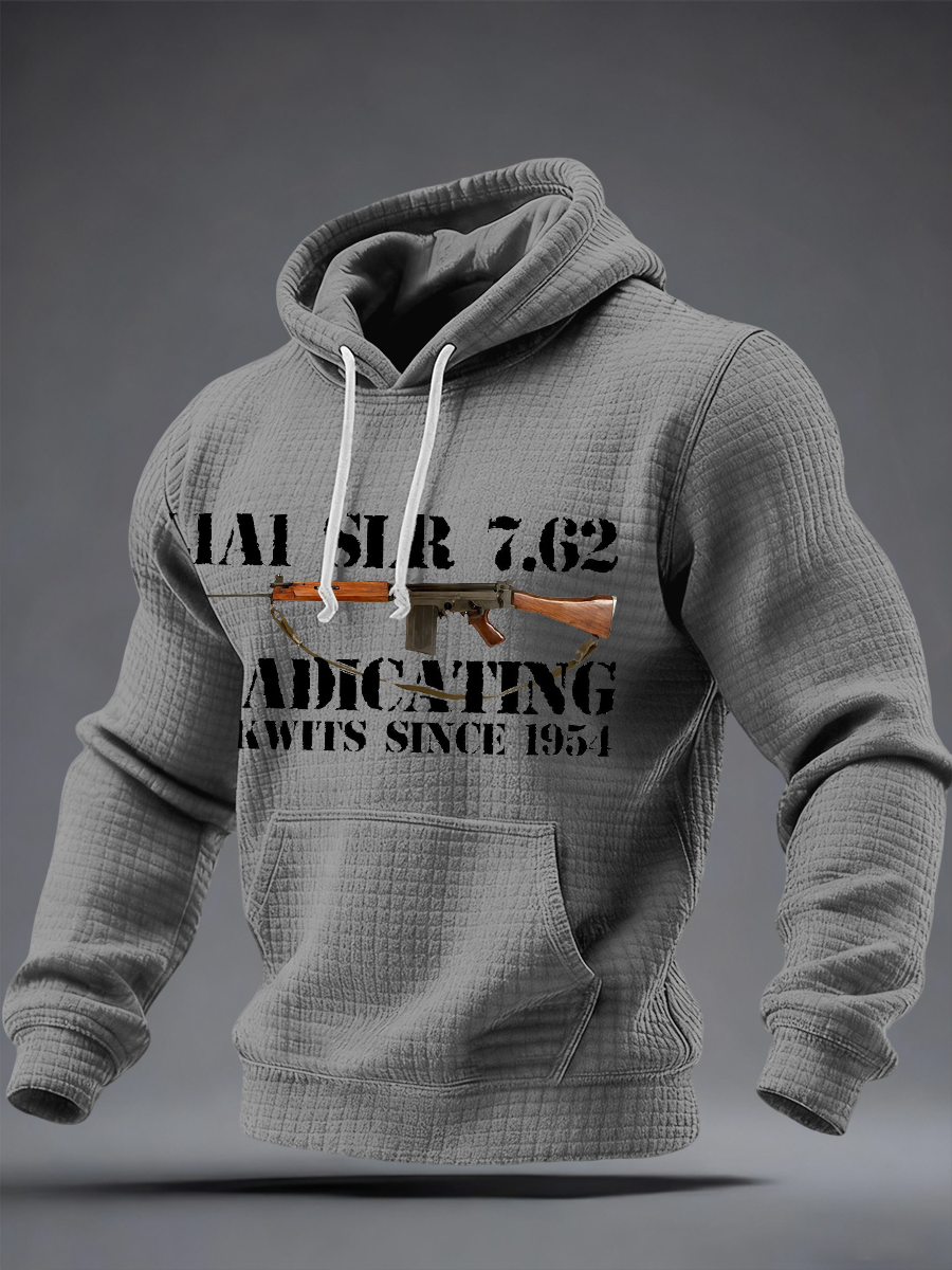 Men's SLR Gun L1AL 7.62 Printed Checkered Cotton Hoodie