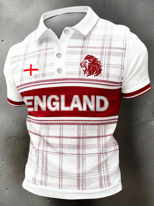 Men's England Lions Football Lover Printed Casual Tops