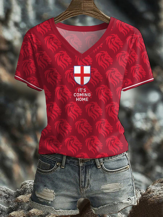Women's England Lions Football Lover Printed T-shirt