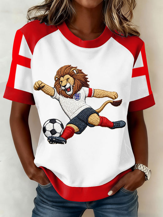 Women's England Lions Football Lover Printed T-shirt