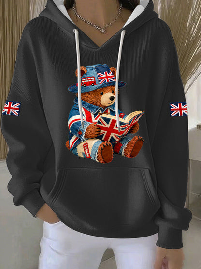 Women's British Style Print Casual Hoodie