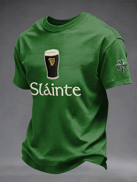 Men's Vintage St. Patrick's Day Shamrock Art Printed Short-Sleeve T-Shirt