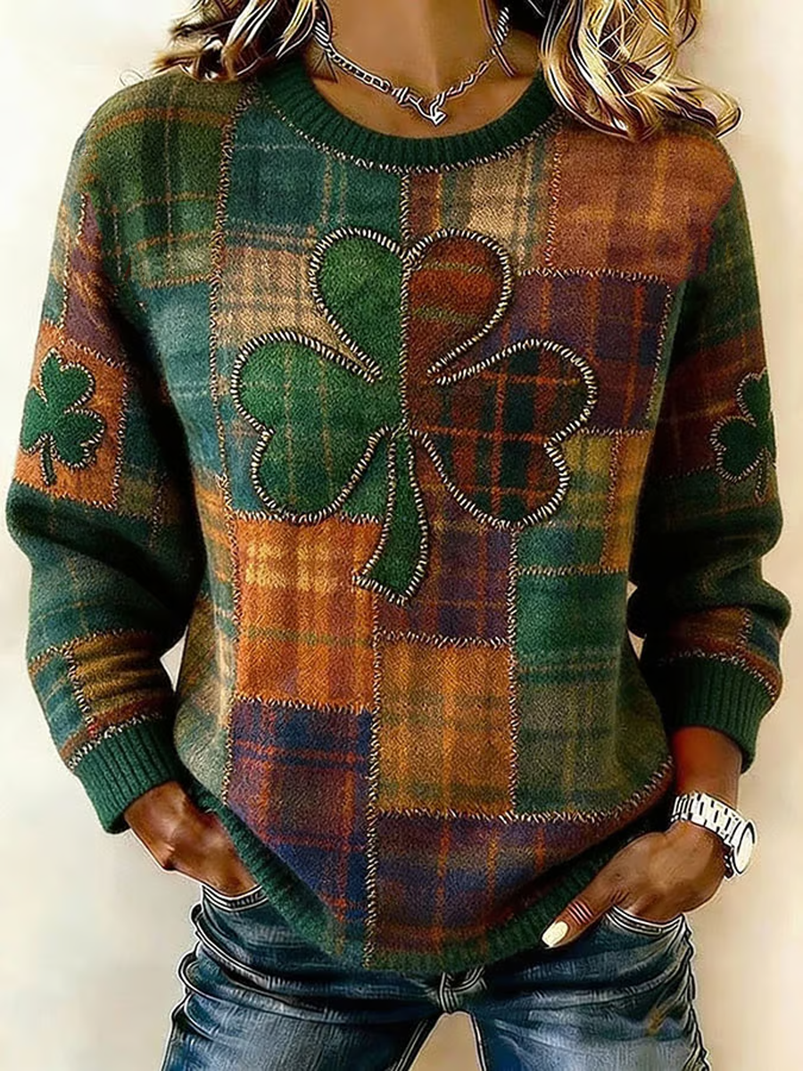 Women's St. Patrick'S Day Art Print crew neck sweater