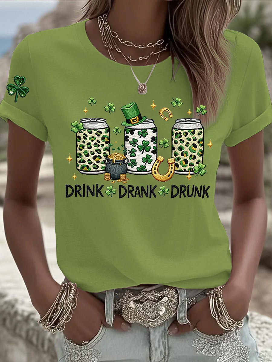 Women's St Patrick's Day Shamrock Art Short Sleeve T-Shirt