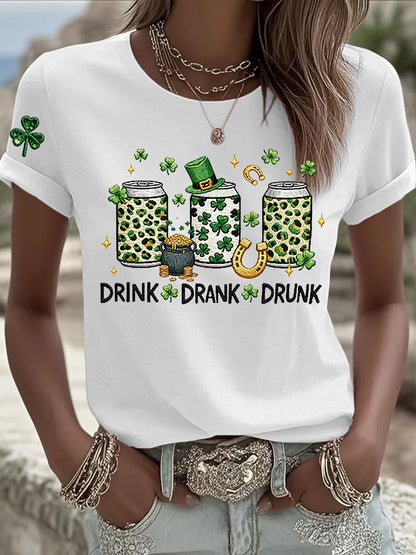 Women's St Patrick's Day Shamrock Art Short Sleeve T-Shirt