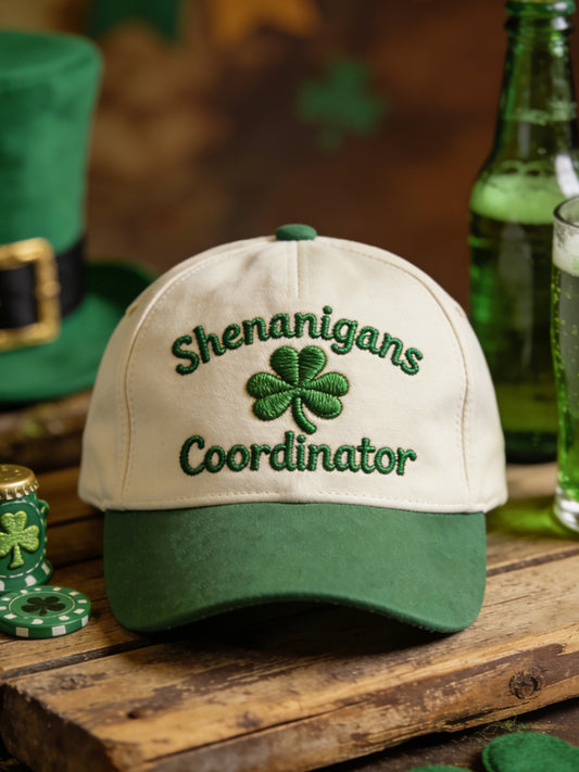 Unisex Funny St. Patrick's Day Shenanigans Coordinator Shamrock Print Hat