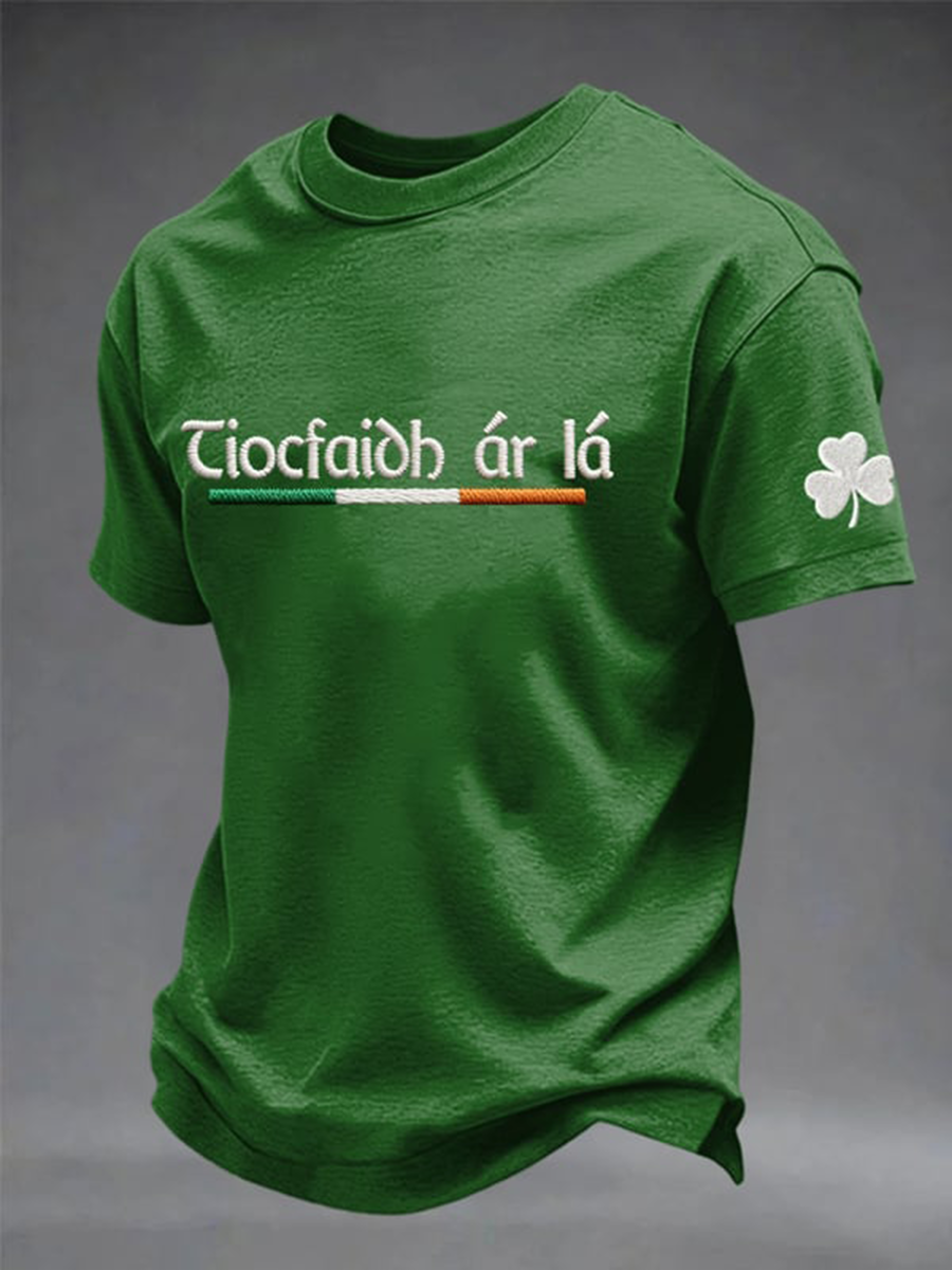 Men's St. Patrick's Day Shamrock Print Short Sleeves T-shirt