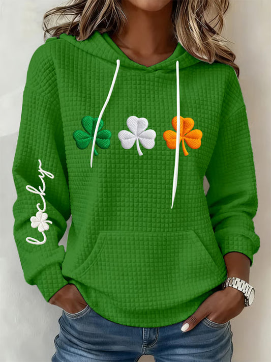 Women's St. Patrick's Day Print Large-sized Hooded Sweatshirt