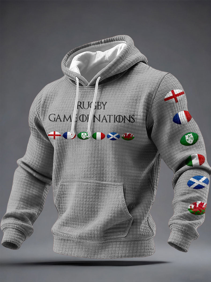Men's Nations of Rugby Lover Printed Hoodie
