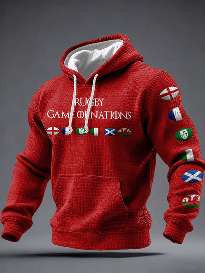 Men's Nations of Rugby Lover Printed Hoodie