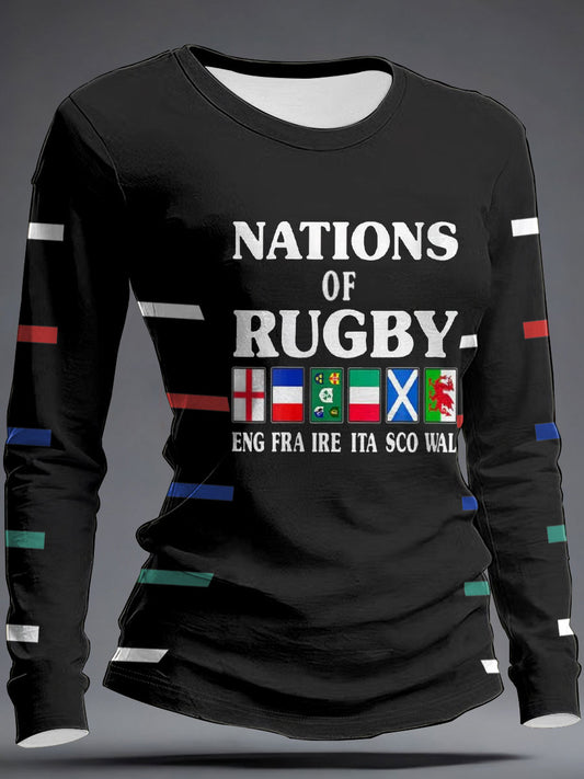 Women's Nations of Rugby Lover Printed Tops