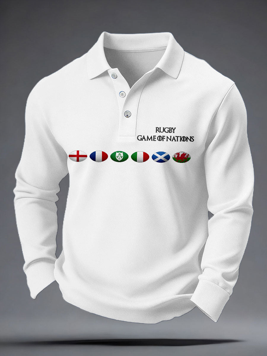 Men's Nations of Rugby Lover Printed Casual Tops