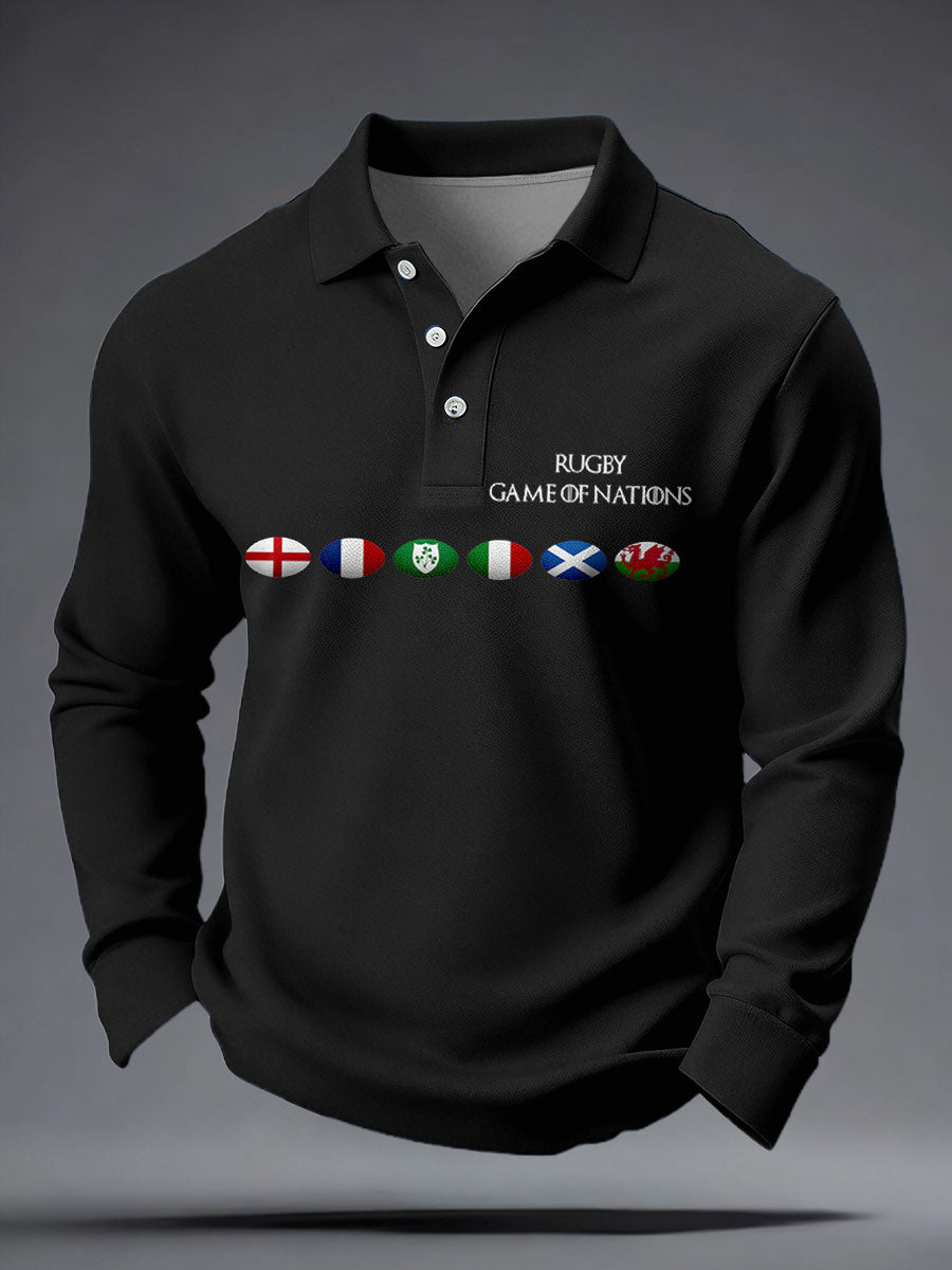 Men's Nations of Rugby Lover Printed Casual Tops