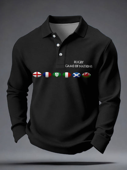 Men's Nations of Rugby Lover Printed Casual Tops