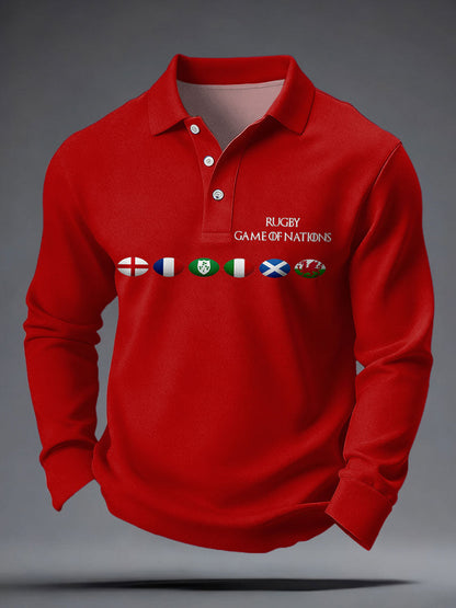 Men's Nations of Rugby Lover Printed Casual Tops