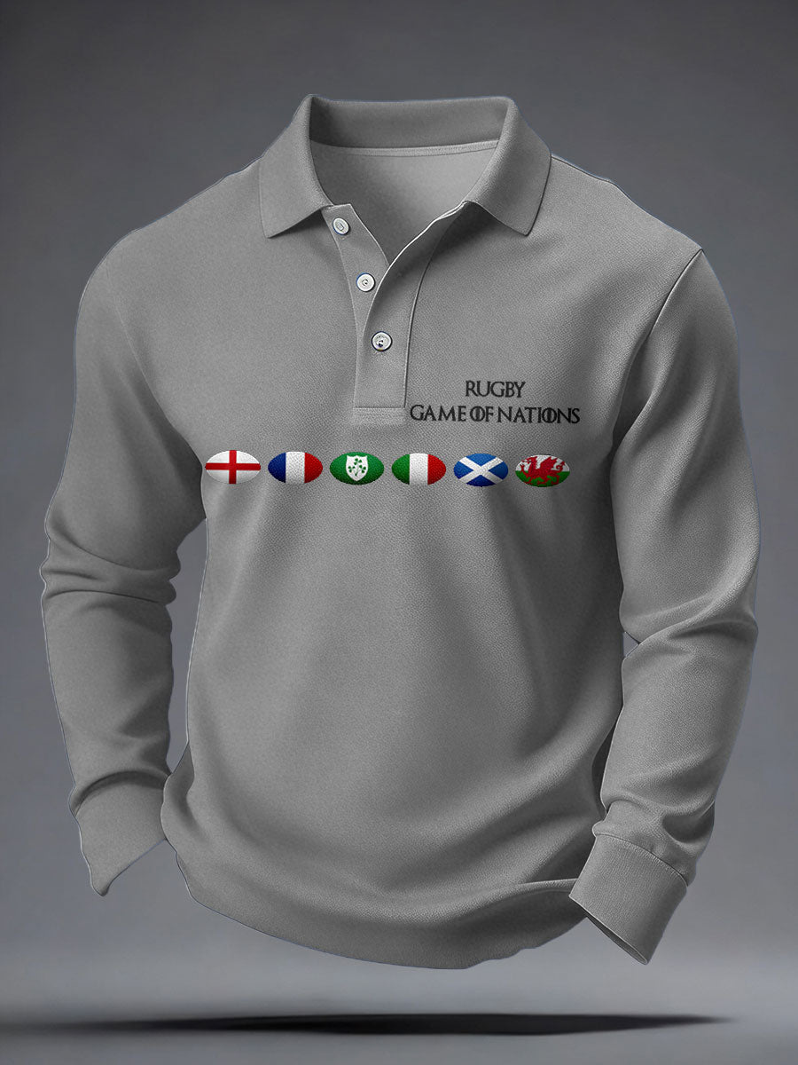 Men's Nations of Rugby Lover Printed Casual Tops