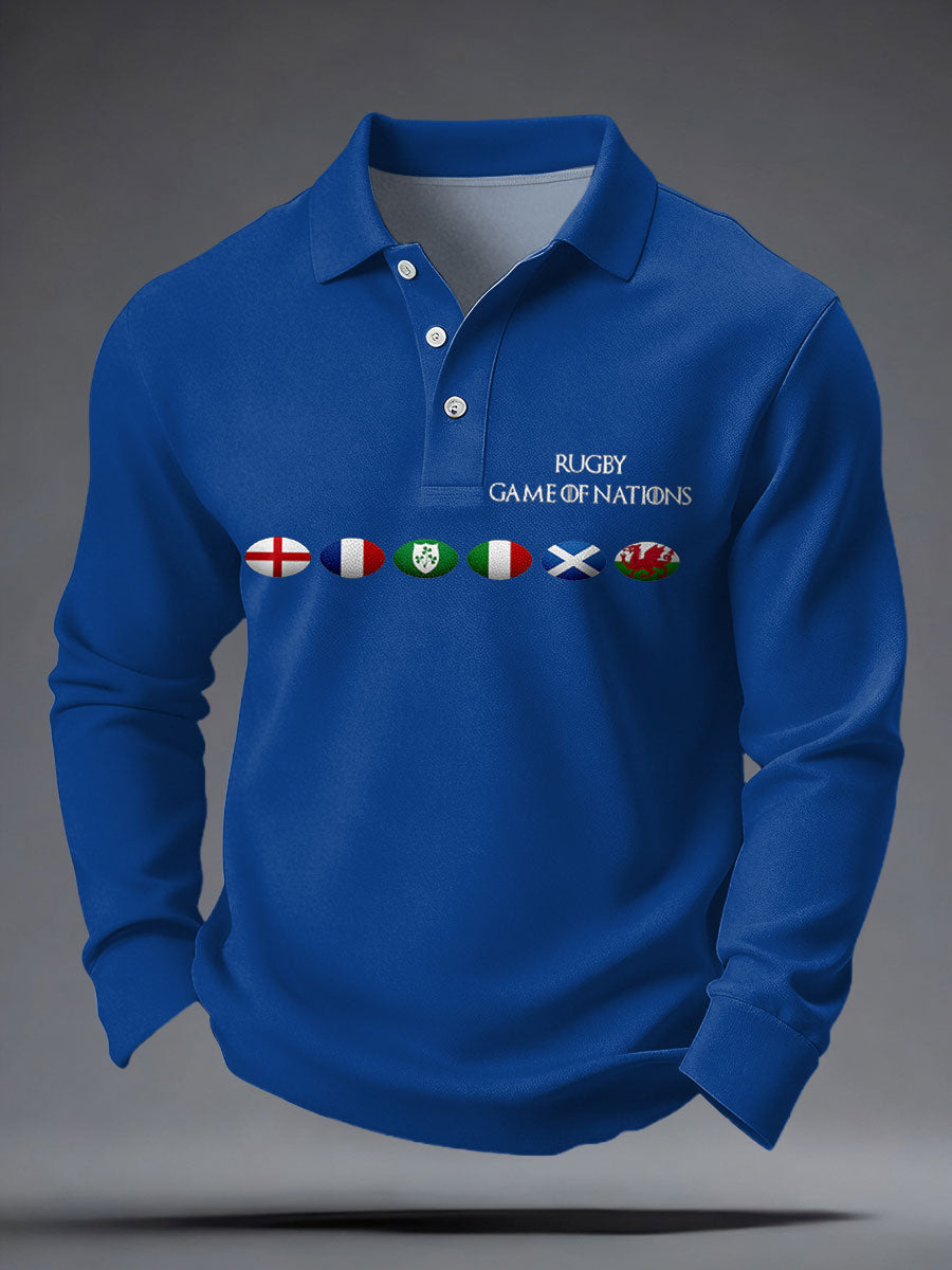 Men's Nations of Rugby Lover Printed Casual Tops