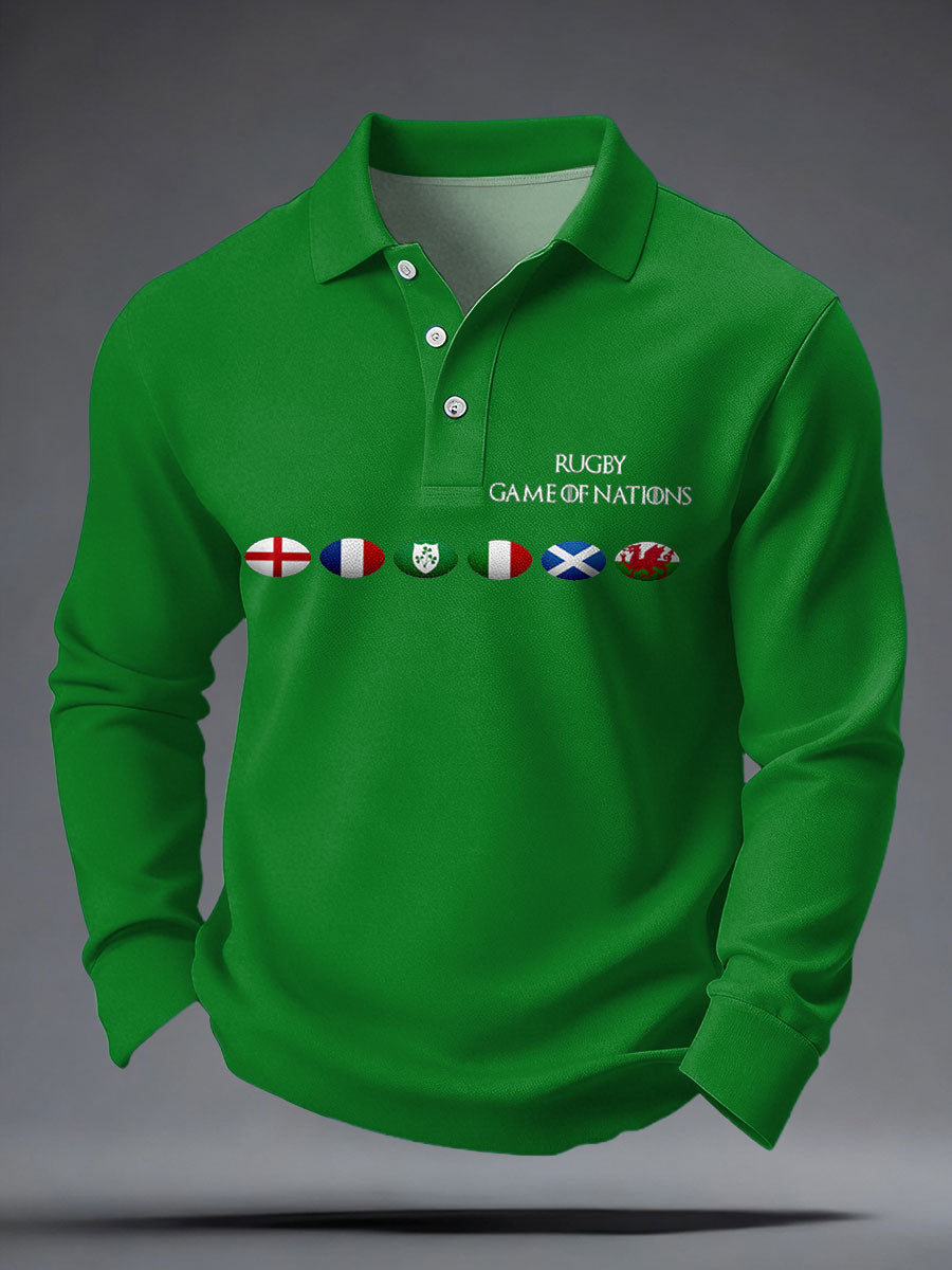 Men's Nations of Rugby Lover Printed Casual Tops