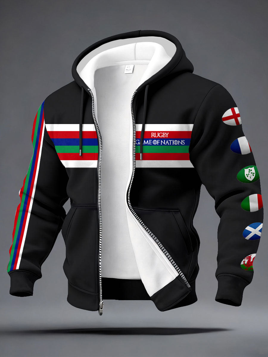 Men's Nations of Rugby Lover Printed Coat