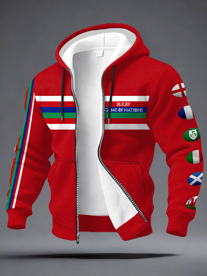 Men's Nations of Rugby Lover Printed Coat