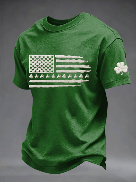 Men's St Patrick's Day Shamrock Flag Art Short sleeve T-shirt