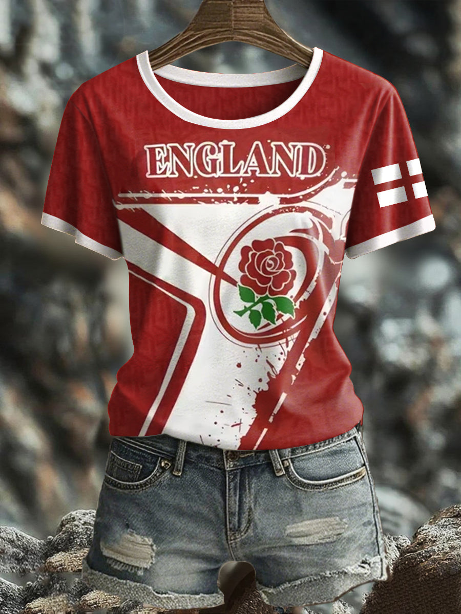 Women's England Rugby Lover Printed short-sleeved T-shirt