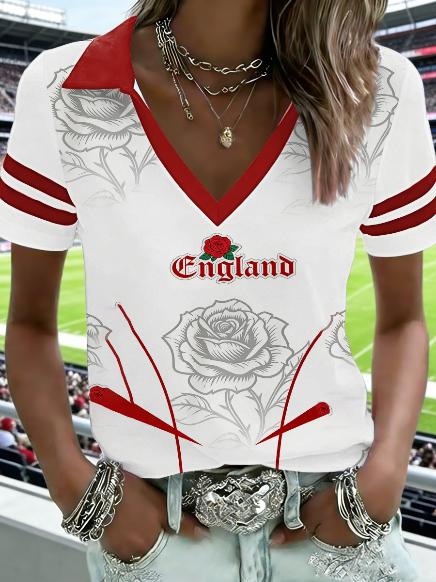Women's England Rugby Lover Printed short-sleeved T-shirt