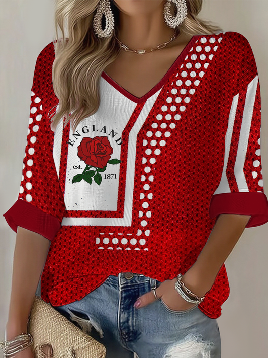 Women's England Rugby Lover Printed Waffle T-shirt