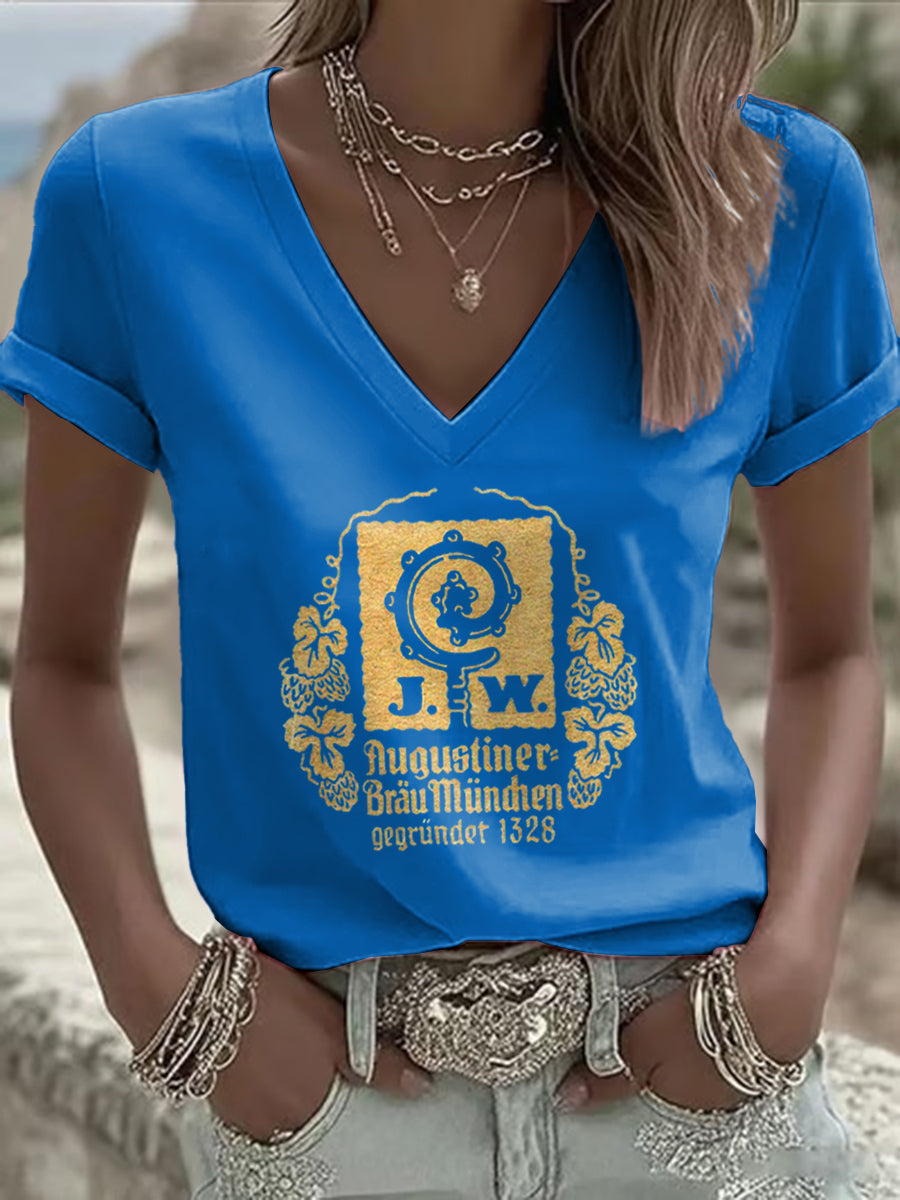 Kurzarm-T-Shirt für Damen Bier liebhaber