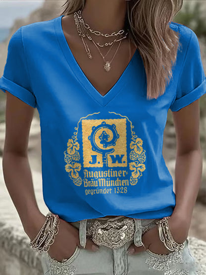 Kurzarm-T-Shirt für Damen Bier liebhaber