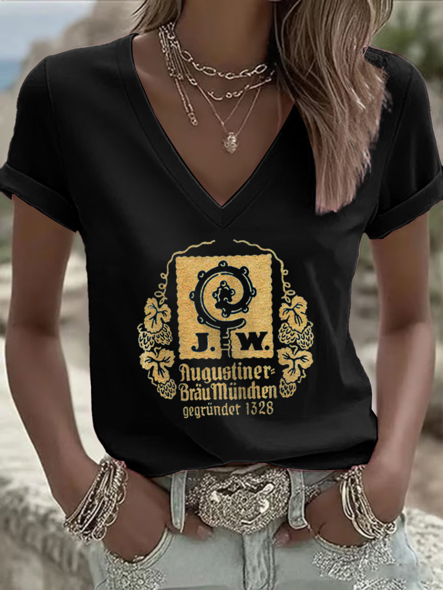 Kurzarm-T-Shirt für Damen Bier liebhaber